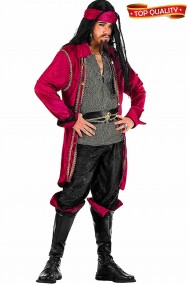 Costume da pirata uomo corsaro rosso taglia comoda