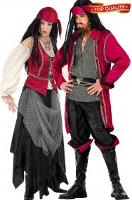Coppia di costumi pirata e piratessa corsari dei caraibi