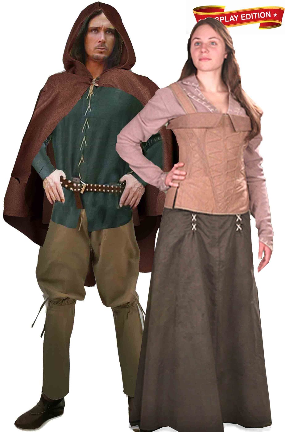 Coppia di costumi medievali Robin Hood e Lady Marian cosplay