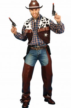 Costume Cowboy da uomo sceriffo adulto pezzato marrone