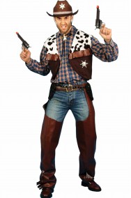Costume Cowboy da uomo sceriffo adulto pezzato marrone