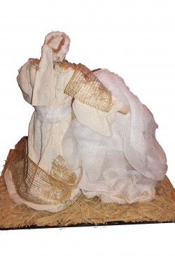 Natività, Sacra Famiglia:Maria, Giuseppe e Gesù Bambino 21x15x17cm