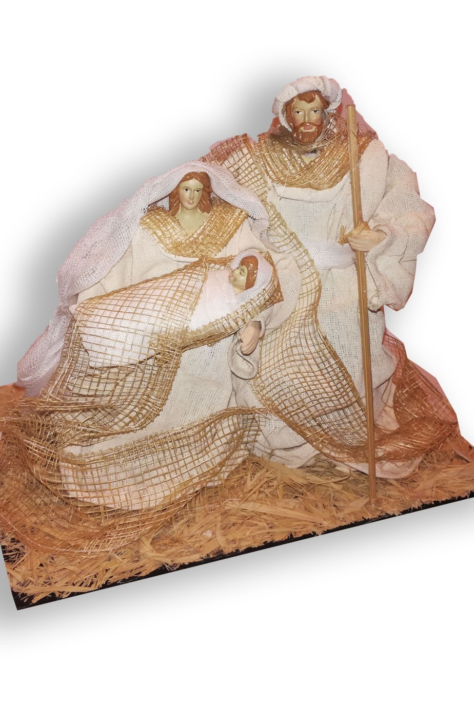 Natività, Sacra Famiglia:Maria, Giuseppe e Gesù Bambino 21x15x17cm