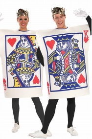 Coppia di Costumi carte da gioco Re e Regina di cuori 