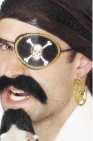 Benda Pirata per l'occhio in stoffa ed orecchino