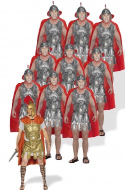Gruppo di dieci soldati antichi romani decuria in lattice