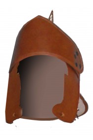 Vestito da antico soldato romano teatrale con armatura in vero cuoio