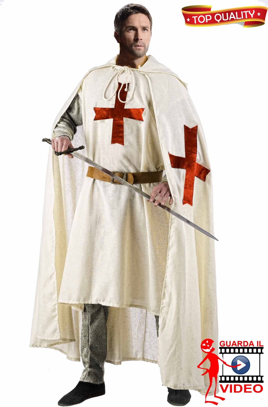Cavaliere Crociato Templare Medievale adulto Cavaliere Crociato Templare Medievale adulto