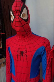 Costume uomo ragno adulto rosso e blu con maschera