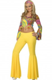 Costume donna anni 70 con pantaloni gialli