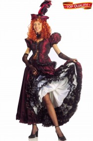 Vestito da Can Can Moulin Rouge sartoriale adulto in satin bordeaux
