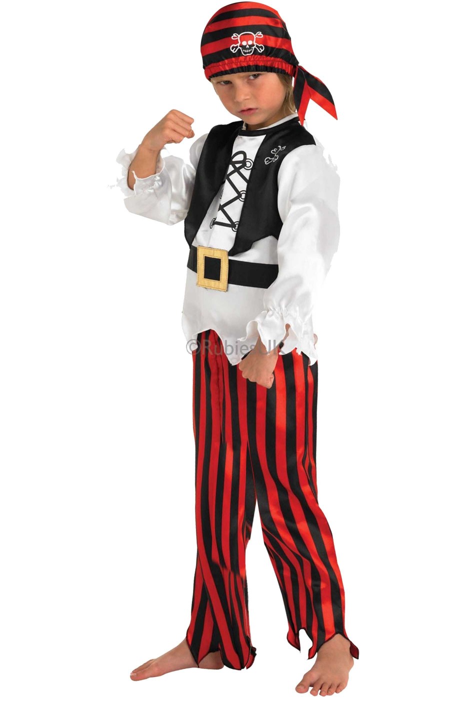 costume di carnevale da bambino da pirata con camicia e bandana