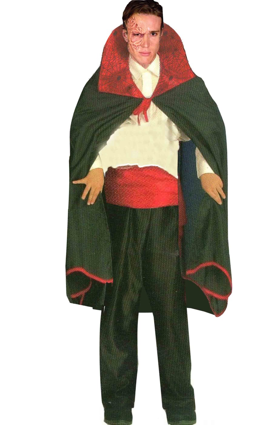 Mantello Nero Vampiro Adulto con collare rosso Mantello Nero Vampiro Adulto con collare rosso