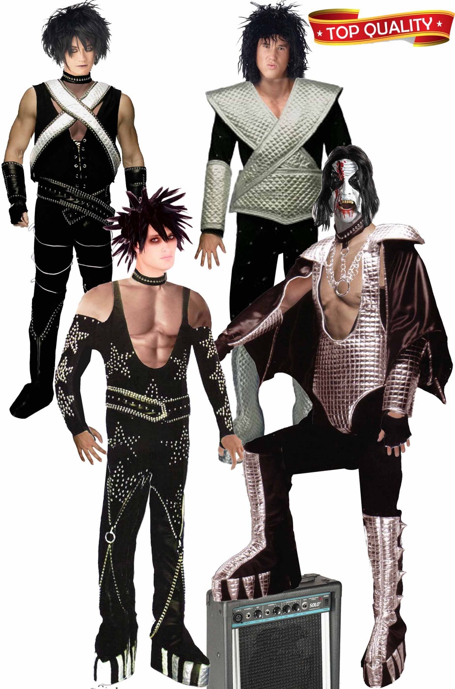 Gruppo di quattro vestiti I Kiss per cover band e non solo