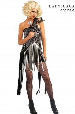 Costume Star Dress Lady Gaga argentato con paillettes