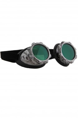 Occhiali pilota steampunk metallizzati. Lente di alta qualità verde