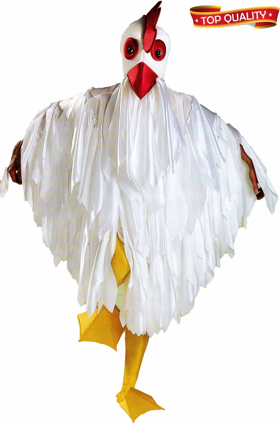 Vestito di carnevale adulto completo gallina gallo o pollo con testa