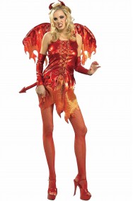 Costume Halloween diavoletta dama delle fiamme