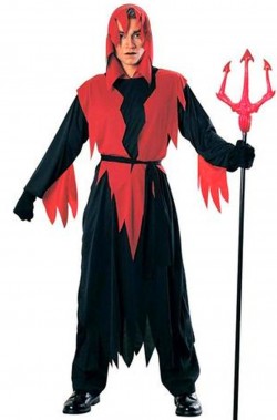 Costume diavolo uomo con tunica nera e rossa