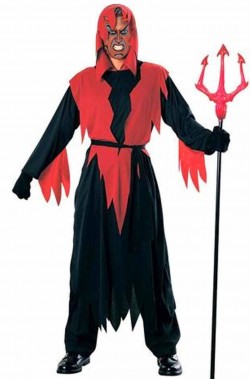 Costume diavolo uomo con tunica nera e rossa