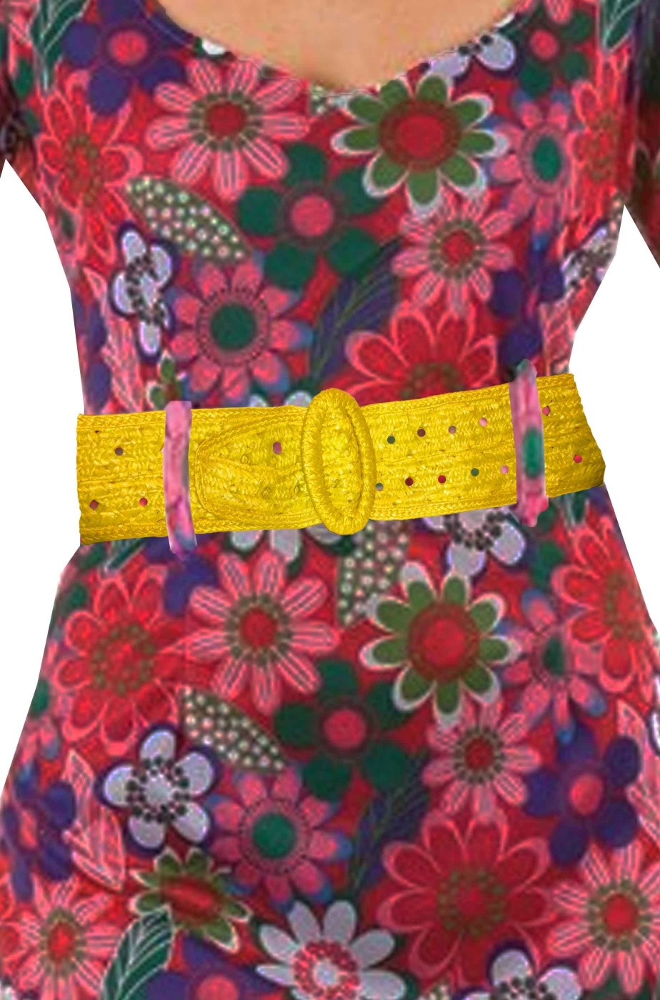 Cintura per anni 70 hippie o flower power gialla