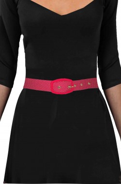 Cintura da donna stile anni 50 rossa a pois bianchi