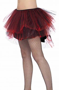 Sottogonna di tulle rossa e nera asimmetrica per ballerina adulta