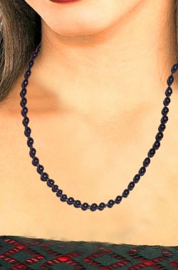 Collana di perle nere finte anni 20 con clip in metallo