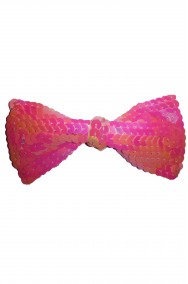 Cravattino Farfallino Papillon in paillette rosa con elastico