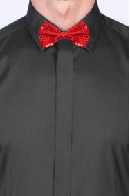 Cravattino Farfallino Papillon in paillette rosso con elastico