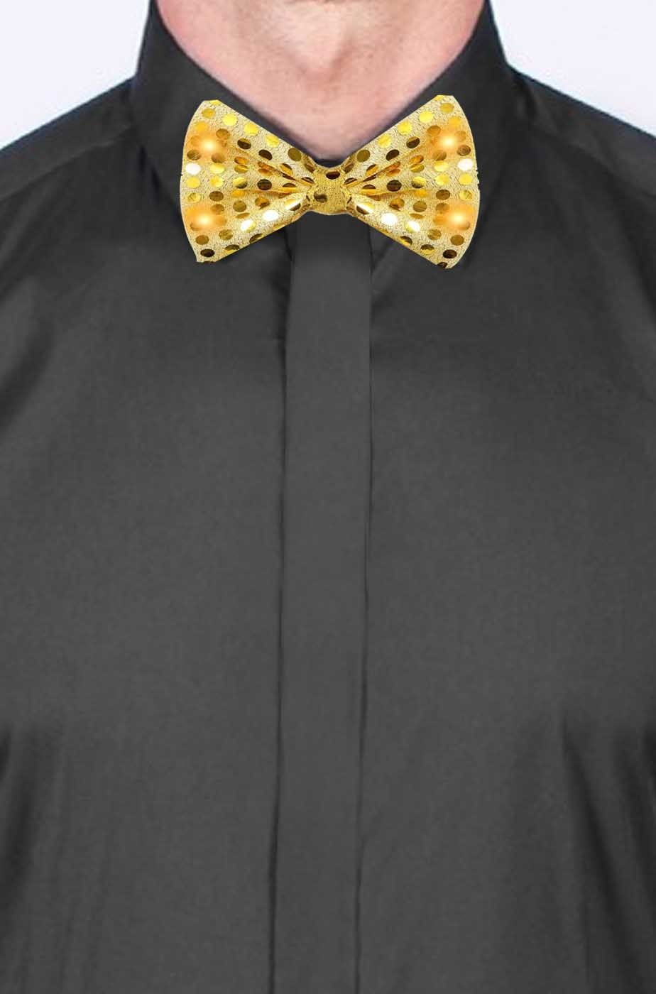 Cravattino Farfallino Papillon in paillette oro con elastico