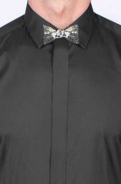 Cravattino Farfallino Papillon in paillette argento con elastico