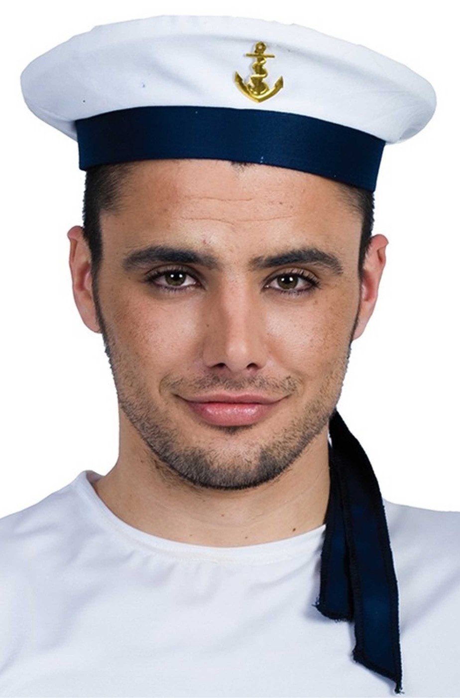Cappello da marinaio bianco con fascia blu stile marina russa