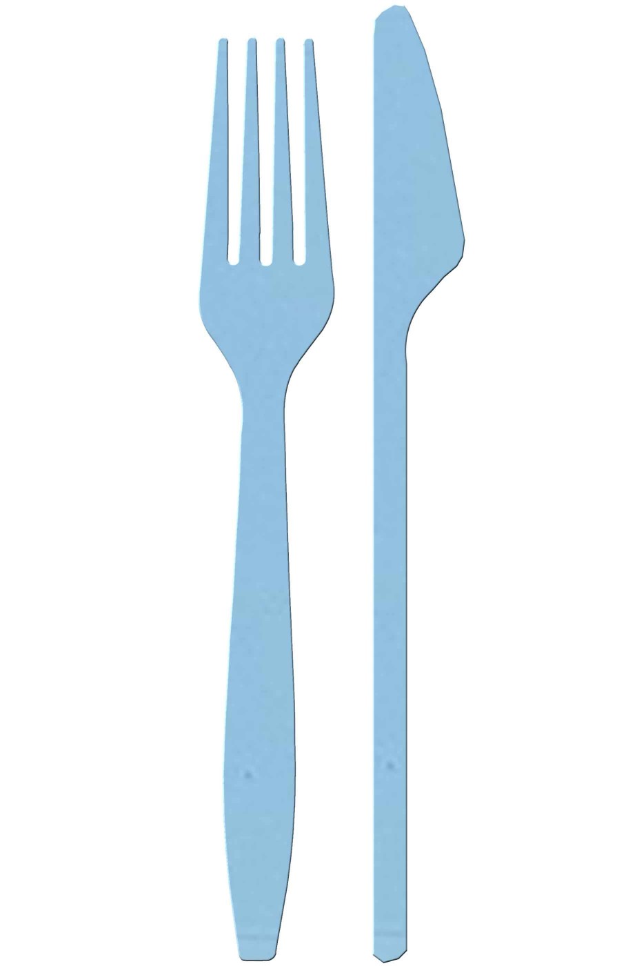 Confezione di posate di plastica azzurre 24 coltelli e 24 forchette