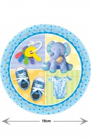 Piatti Party azzurri Elefantino bimbo di carta cm 18 8 piatti