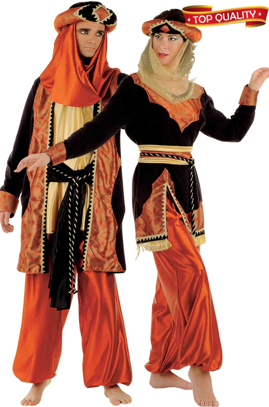 Coppia di costumi principi indiani sultano e sultana