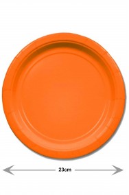 Piatti Party carta arancioni piani grandi 8 piatti, 23cm