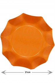 Piatti Party di carta ondulati arancioni, 10 piatti, 21cm