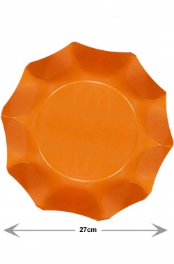 Piatti Party di carta ondulati arancioni, 10 piatti, 27cm