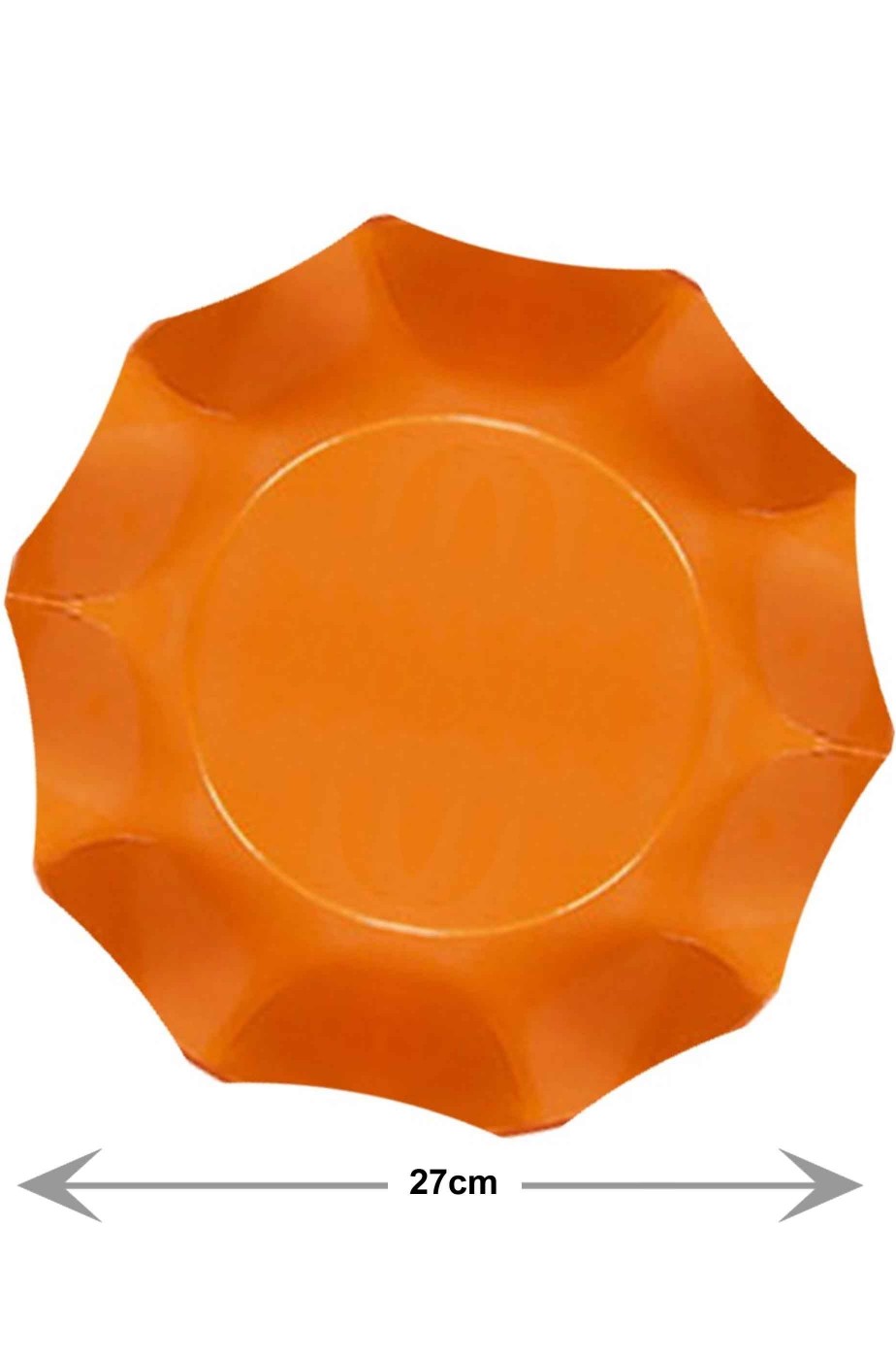 Piatti Party di carta ondulati arancioni, 10 piatti, 27cm