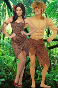 Coppia di vestiti di Carnevale adulto Tarzan e Jane