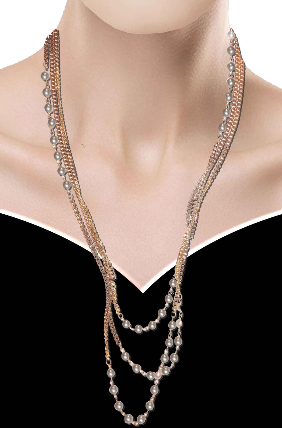 Collana color oro filo di perle finte in stile anni 30 o 40