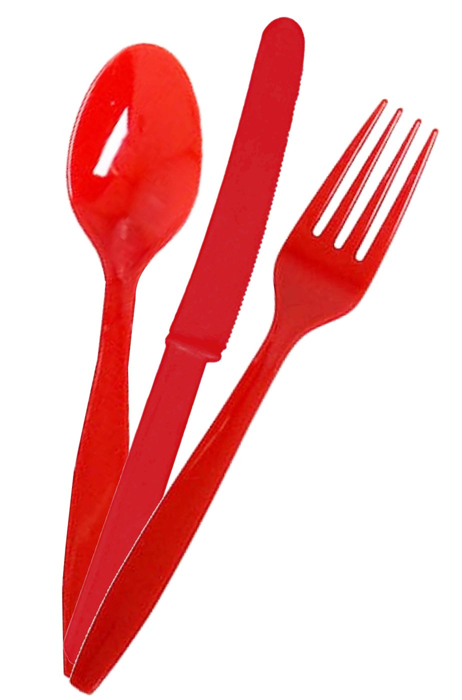 Set di posate rosse di plastica 24 pezzi forchette,coltelli,cucchiai