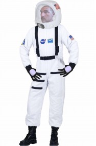 Costume adulto da astronauta bianco con casco e guanti