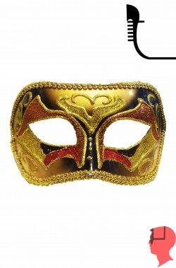 Maschera carnevale  in stile veneziano oro bronzo e rosso