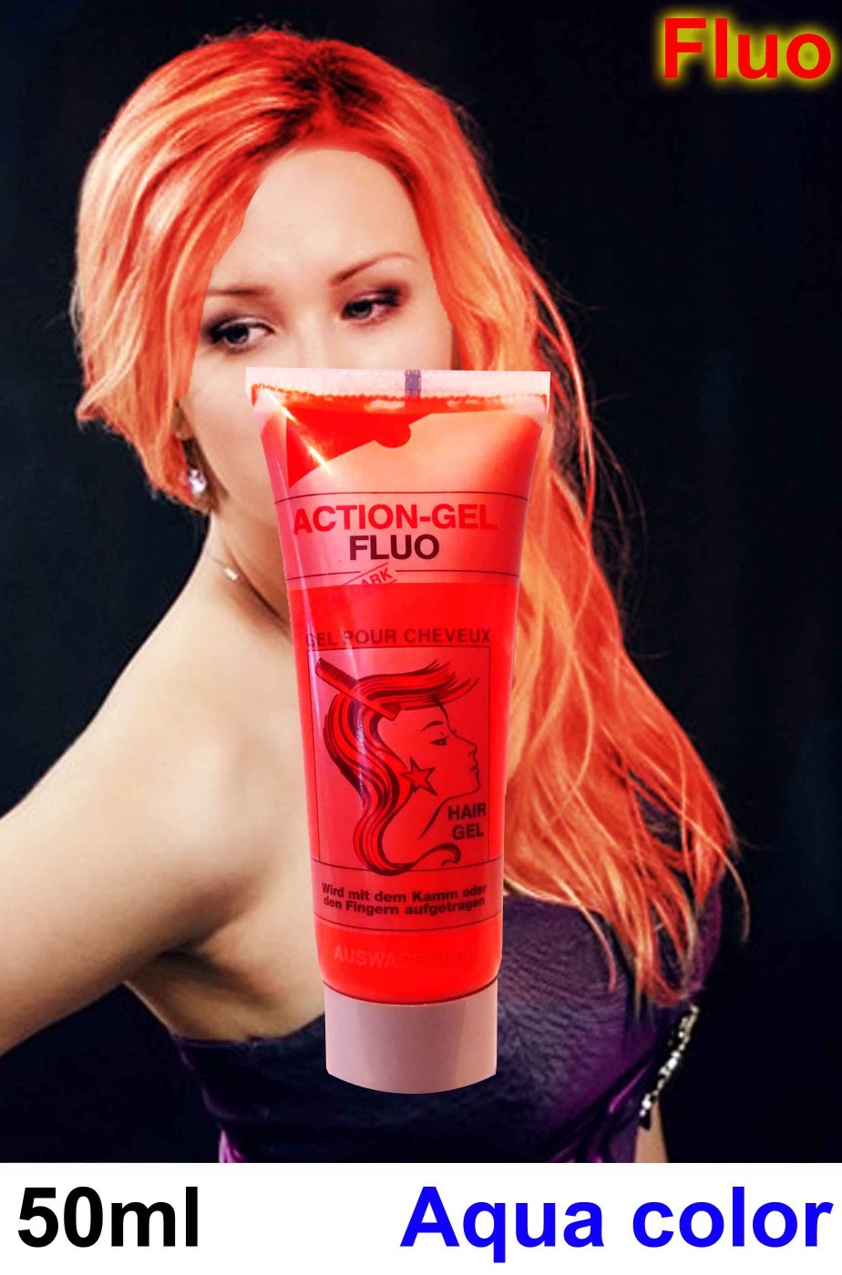 Colore per capelli rosso fluo gel teatrale