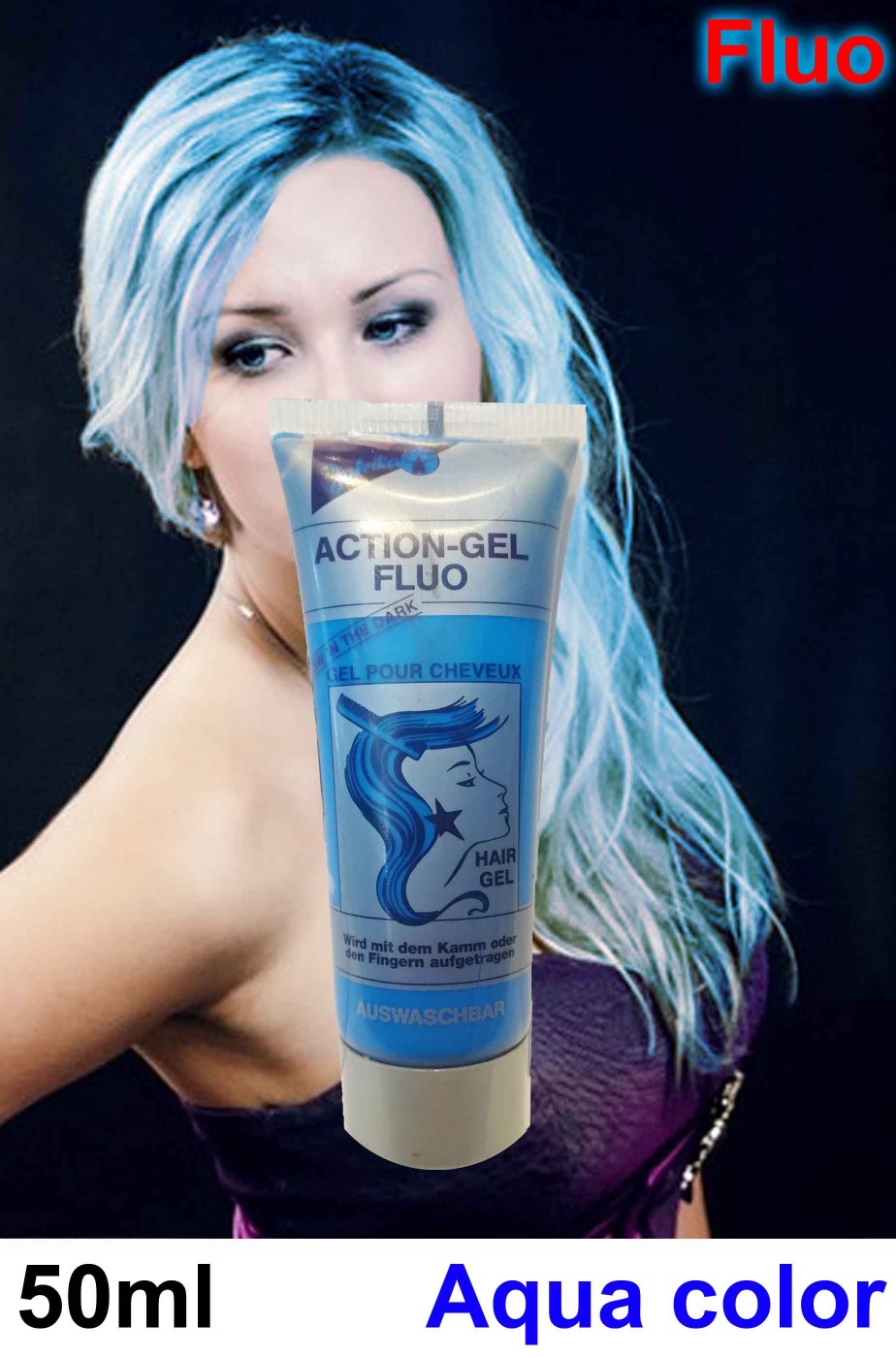 Colore per capelli azzurro fluo ad acqua in gel