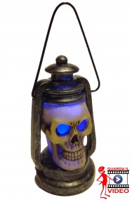 Decorazione luminosa Halloween lanterna con teschio lampeggiante