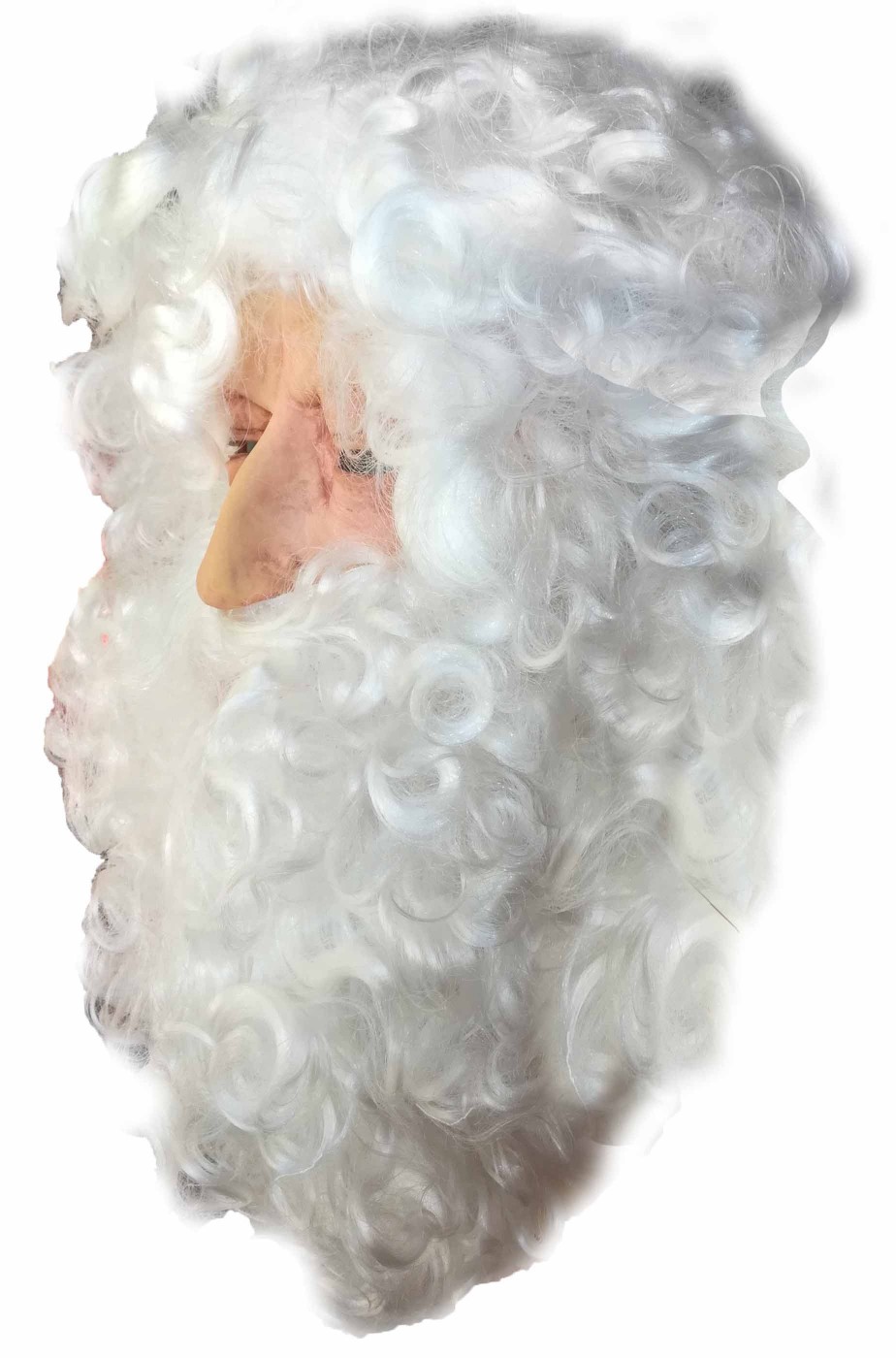 maschera babbo natale viso naturale con barba e parrucca bianca folta