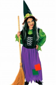 Costume Halloween Bambina Strega befana verde